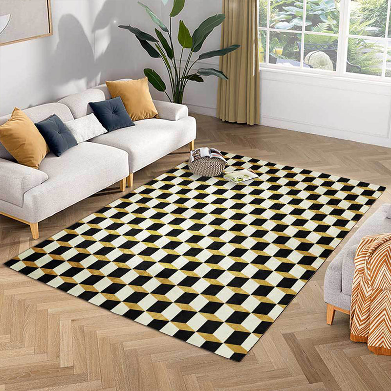 Black and Golden Modern Rug Polyester Geometric Pattern Rug Washable Non-Slip Backing Carpet for Living Room Clearhalo 'Area Rug' 'Modern' 'Rugs' Rug' 1608967