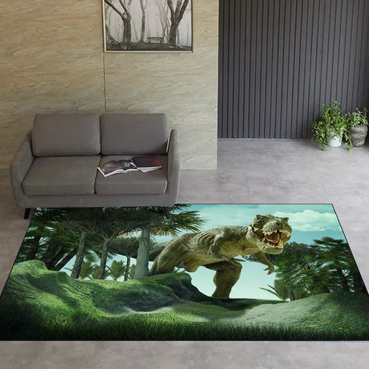 Contemporary Dinosaur Pattern Rug Green Polyester Rug Machine Washable Non-Slip Area Rug for Bedroom Green Clearhalo 'Area Rug' 'Modern' 'Rugs' Rug' 1608974