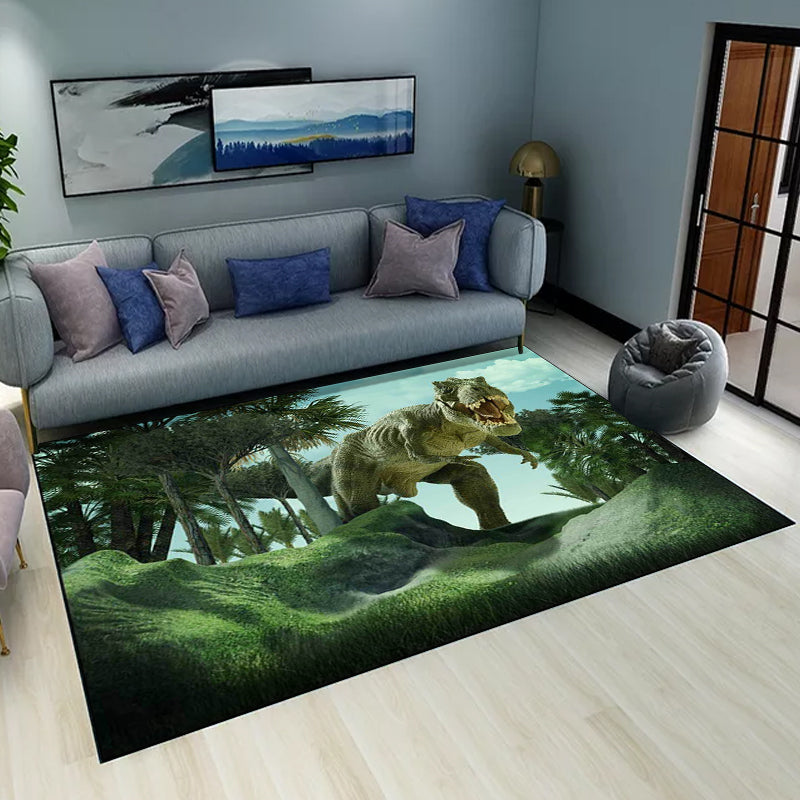 Contemporary Dinosaur Pattern Rug Green Polyester Rug Machine Washable Non-Slip Area Rug for Bedroom Clearhalo 'Area Rug' 'Modern' 'Rugs' Rug' 1608975