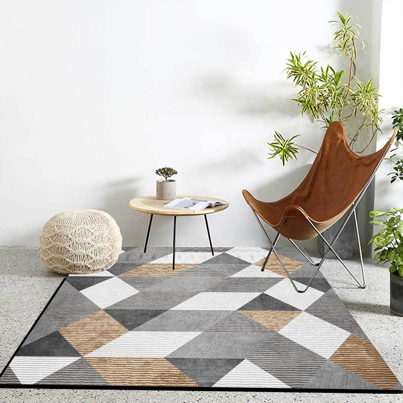 Stylish Geometric Pattern Rug Grey Novelty Rug Polyester Washable Anti-Slip Backing Area Rug for Bedroom Grey Clearhalo 'Area Rug' 'Modern' 'Rugs' Rug' 1608998