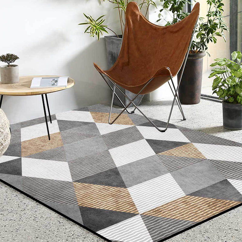 Stylish Geometric Pattern Rug Grey Novelty Rug Polyester Washable Anti-Slip Backing Area Rug for Bedroom Clearhalo 'Area Rug' 'Modern' 'Rugs' Rug' 1608999