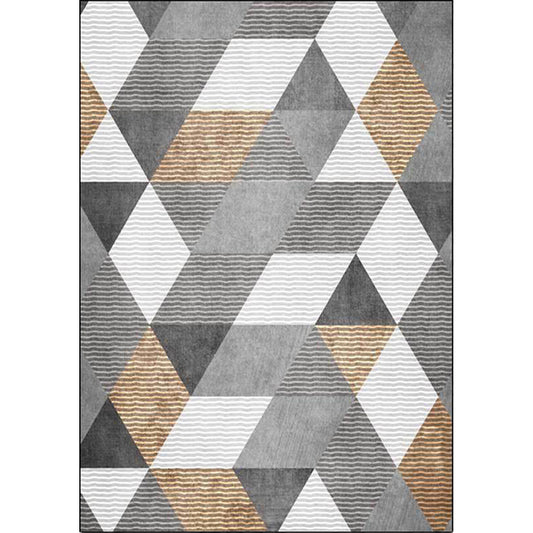 Stylish Geometric Pattern Rug Grey Novelty Rug Polyester Washable Anti-Slip Backing Area Rug for Bedroom Clearhalo 'Area Rug' 'Modern' 'Rugs' Rug' 1609001