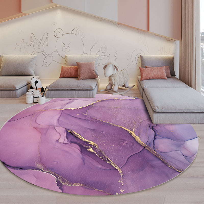 Contemporary Watercolor Pattern Rug Purple Polyester Rug Machine Washable Non-Slip Area Rug for Bedroom Clearhalo 'Area Rug' 'Modern' 'Rugs' Rug' 1609017