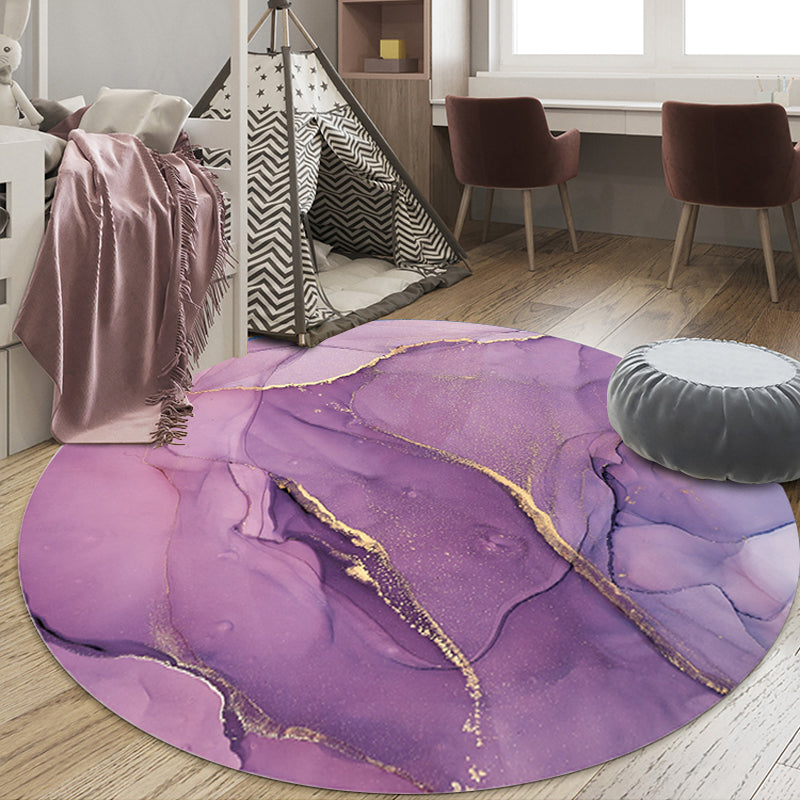 Contemporary Watercolor Pattern Rug Purple Polyester Rug Machine Washable Non-Slip Area Rug for Bedroom Clearhalo 'Area Rug' 'Modern' 'Rugs' Rug' 1609018