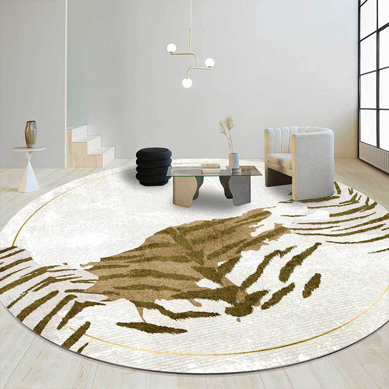 Novelty Tiger Print Rug Brown Polyester Rug Machine Washable Non-Slip Area Rug for Bedroom Brown Clearhalo 'Area Rug' 'Modern' 'Rugs' Rug' 1609025