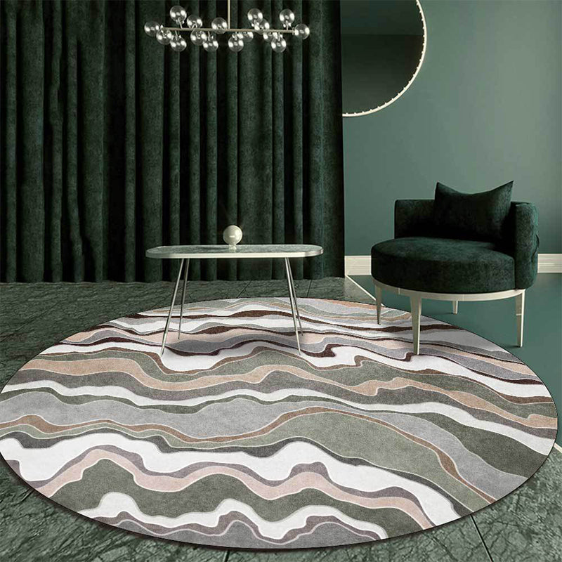 Casual Swirl Lines Pattern Rug Green Multicolor Polyester Rug Machine Washable Non-Slip Area Rug for Bedroom Clearhalo 'Area Rug' 'Modern' 'Rugs' Rug' 1609035