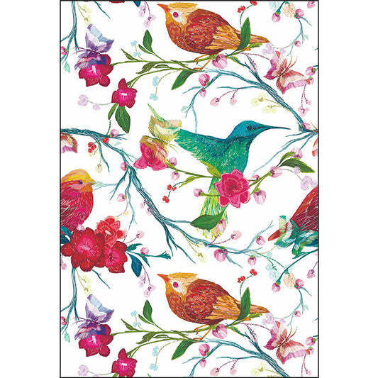 Retro Bird Pattern Rug with Floral and Leaf White Oriental Rug Polyester Washable Anti-Slip Backing Area Rug for Bedroom Clearhalo 'Area Rug' 'Rug' 1609135