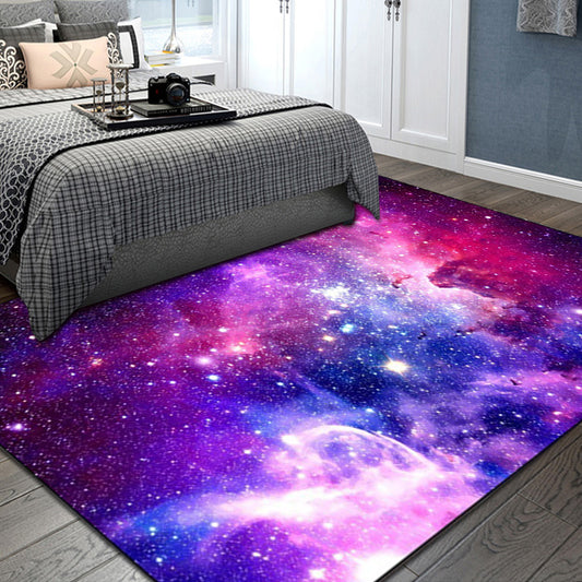 Modern Living Room Rug in Purple Outer Space Galaxy Print Rug Polyester Washable Anti-Slip Backing Area Rug Clearhalo 'Area Rug' 'Modern' 'Rugs' Rug' 1609142