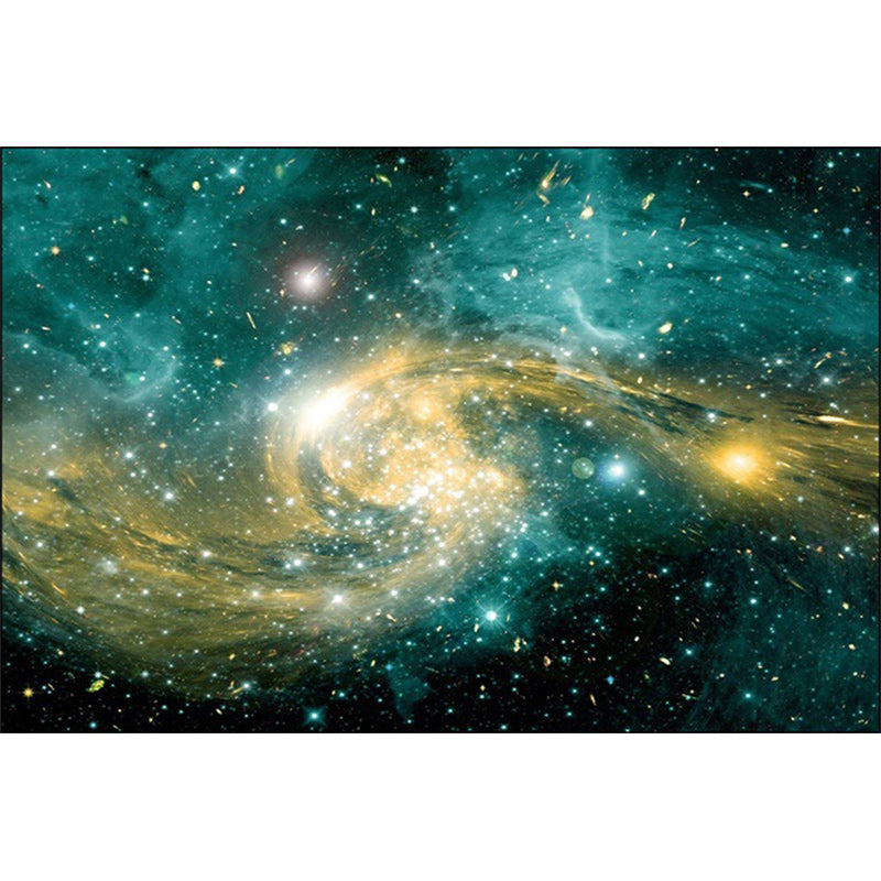 Green and Yellow Bedroom Rug Modern Outer Space Galaxy Pattern Area Rug Polyester Anti-Slip Carpet Clearhalo 'Area Rug' 'Modern' 'Rugs' Rug' 1609151