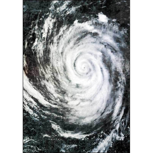 Modern Living Room Rug in Black and White Outer Space Typhoon Eye Print Rug Polyester Non-Slip Area Rug Clearhalo 'Area Rug' 'Modern' 'Rugs' Rug' 1609159