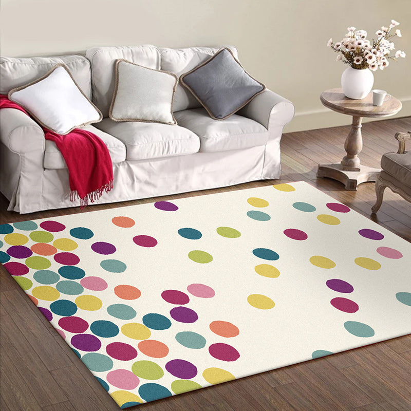 Contemporary Modern Rug in Ivory Polka Dots Pattern Rug Polyester Non-Slip Carpet for Home Decoration Clearhalo 'Area Rug' 'Modern' 'Rugs' Rug' 1609166