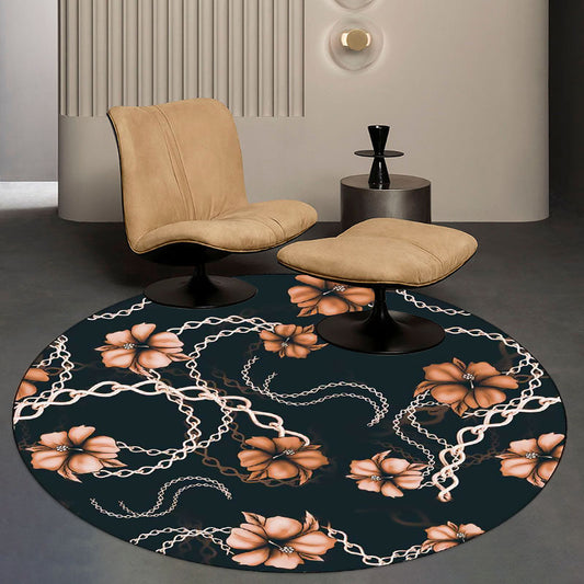 Nordic Modern Rug in Black Floral Chain Pattern Rug Polyester Stain-Resistant Washable Carpet for Home Decoration Clearhalo 'Area Rug' 'Modern' 'Rugs' Rug' 1609190
