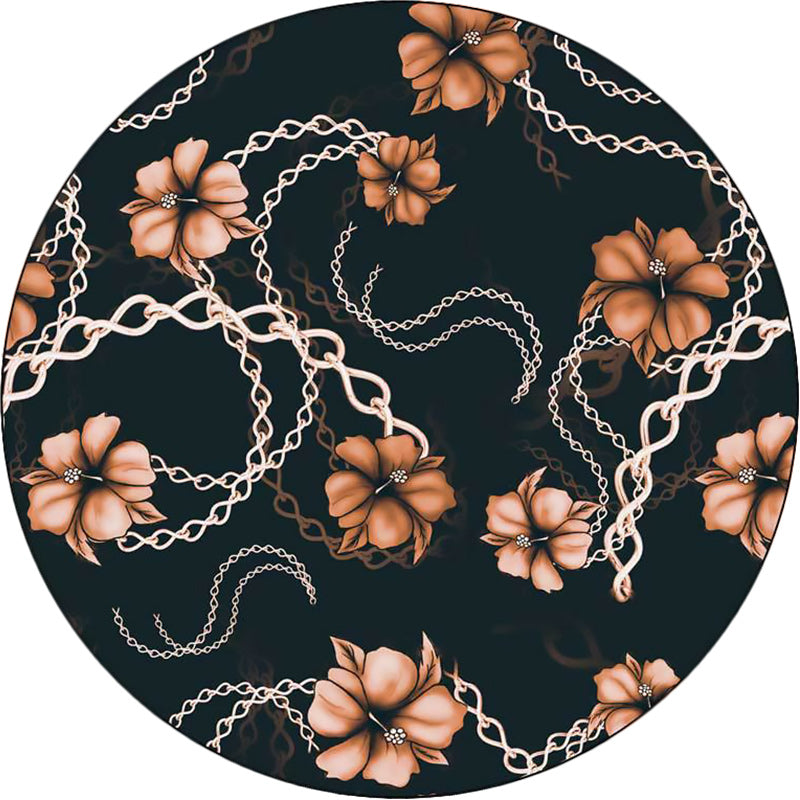 Nordic Modern Rug in Black Floral Chain Pattern Rug Polyester Stain-Resistant Washable Carpet for Home Decoration Clearhalo 'Area Rug' 'Modern' 'Rugs' Rug' 1609191