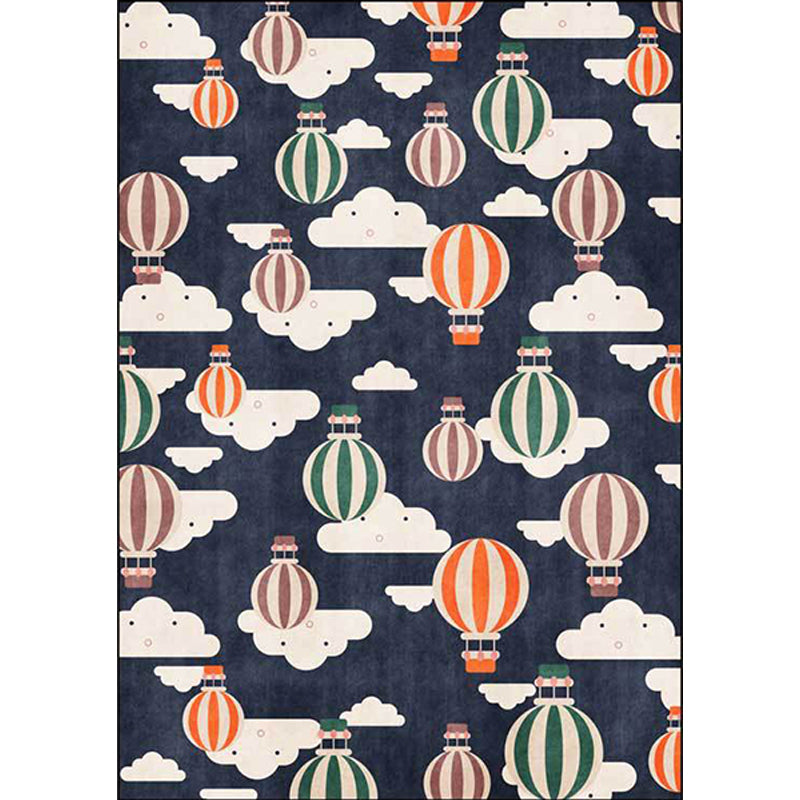 Blue Child's Room Rug Kids Fairy Tales Hot Air Balloon Cloud Pattern Area Rug Polyester Machine Washable Carpet Clearhalo 'Area Rug' 'Rug' 1609223