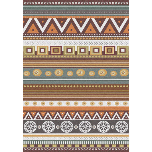 Brown Tribal Rug Polyester Geometric and Striped Pattern Rug Washable Non-Slip Backing Carpet for Living Room Clearhalo 'Area Rug' 'Rugs' 'Southwestern' Rug' 1609247