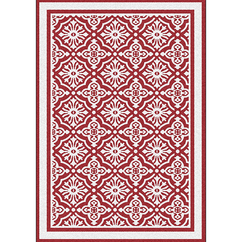 Red Persian Rug Polyester Floral Pattern Rug Washable Non-Slip Backing Carpet for Living Room Clearhalo 'Area Rug' 'Moroccan' 'Rugs' Rug' 1609271