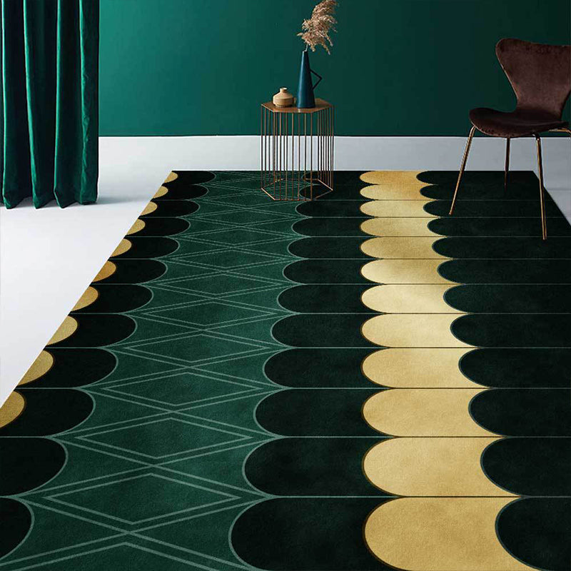 Funky Geometric Pattern Rug Golden and Green Simple Rug Polyester Washable Anti-Slip Backing Area Rug for Living Room Clearhalo 'Area Rug' 'Modern' 'Rugs' Rug' 1609286