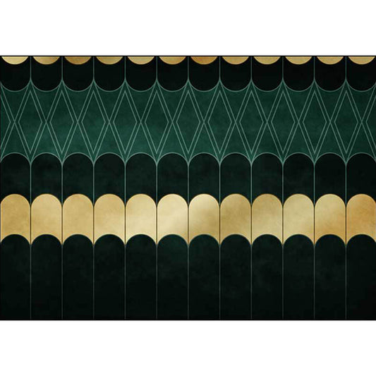 Funky Geometric Pattern Rug Golden and Green Simple Rug Polyester Washable Anti-Slip Backing Area Rug for Living Room Clearhalo 'Area Rug' 'Modern' 'Rugs' Rug' 1609287