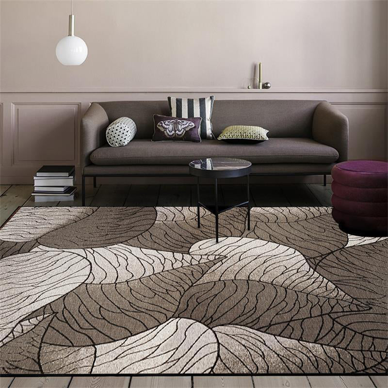 Brown and Grey Modern Rug Polyester Botanical Leaf Pattern Rug Washable Non-Slip Backing Carpet for Living Room Grey Clearhalo 'Area Rug' 'Modern' 'Rugs' Rug' 1609348