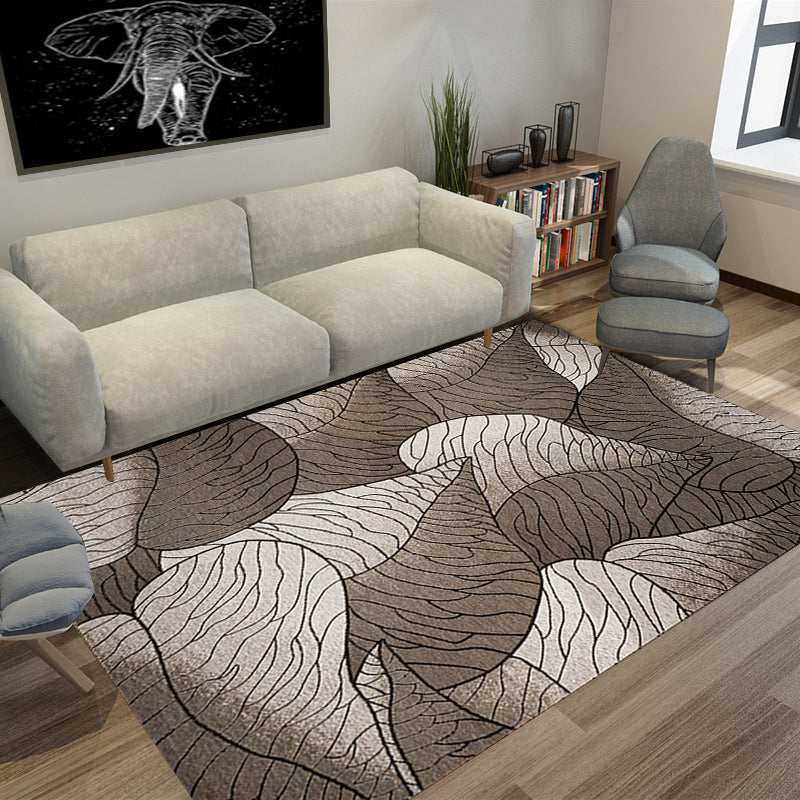 Brown and Grey Modern Rug Polyester Botanical Leaf Pattern Rug Washable Non-Slip Backing Carpet for Living Room Clearhalo 'Area Rug' 'Modern' 'Rugs' Rug' 1609350