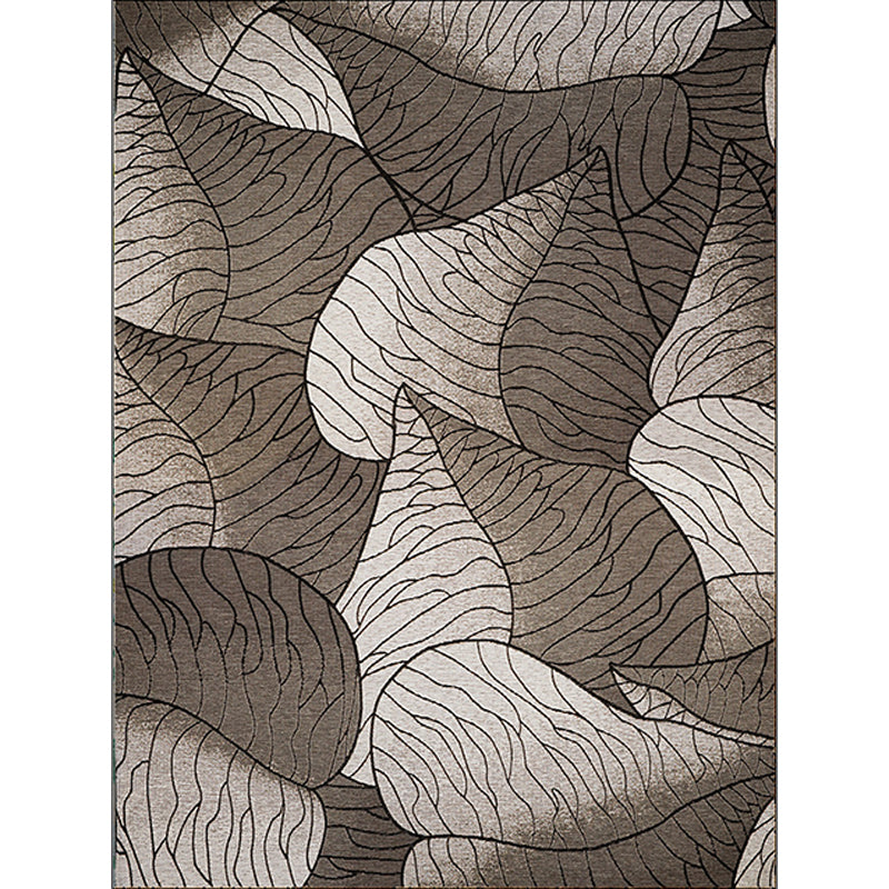 Brown and Grey Modern Rug Polyester Botanical Leaf Pattern Rug Washable Non-Slip Backing Carpet for Living Room Clearhalo 'Area Rug' 'Modern' 'Rugs' Rug' 1609351