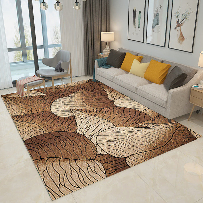 Brown and Grey Modern Rug Polyester Botanical Leaf Pattern Rug Washable Non-Slip Backing Carpet for Living Room Clearhalo 'Area Rug' 'Modern' 'Rugs' Rug' 1609358
