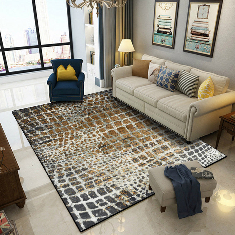 Modern Crocodile Print Rug Brown Polyester Rug Machine Washable Non-Slip Area Rug for Bedroom Yellow Clearhalo 'Area Rug' 'Modern' 'Rugs' Rug' 1609420