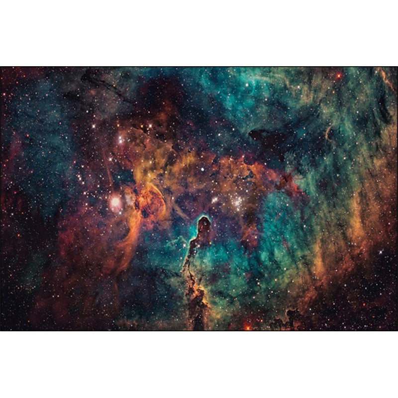 Minimalist Modern Rug in Green and Orange Outer Space Nebula Pattern Rug Polyester Non-Slip Carpet for Home Decoration Clearhalo 'Area Rug' 'Modern' 'Rugs' Rug' 1609531