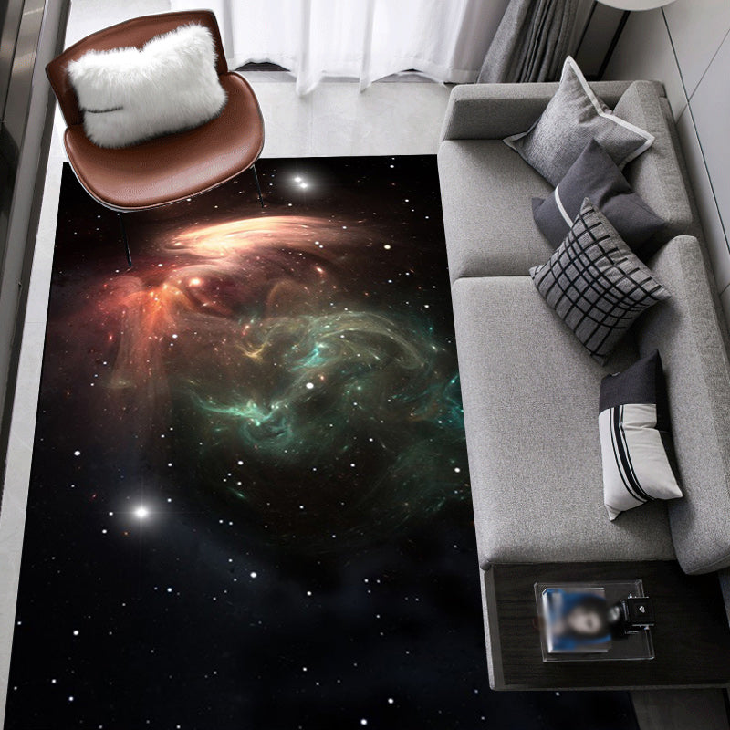 Modern Living Room Rug in Black Outer Space Nebula Print Rug Polyester Stain-Resistant Area Rug Clearhalo 'Area Rug' 'Modern' 'Rugs' Rug' 1609538