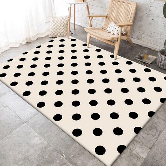 Modern Living Room Rug in Ivory Polka Dots Print Rug Polyester Machine Washable Pet Friendly Area Rug Clearhalo 'Area Rug' 'Modern' 'Rugs' Rug' 1609554