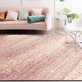 Modern Living Room Rug in Pink Glaming Stripe Print Rug Polyester Non-Slip Machine Washable Area Rug Gold Clearhalo 'Area Rug' 'Modern' 'Rugs' Rug' 1609561