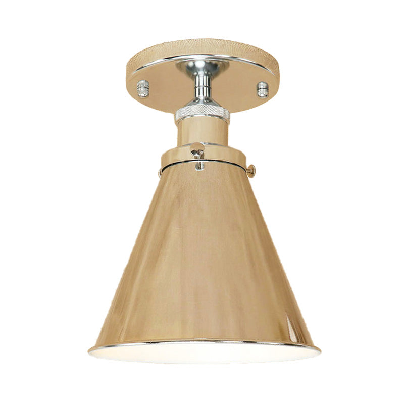 1 Light Metallic Semi Flush Light Vintage Style Rust/Copper Tapered Indoor Semi Flush Light Fixture Clearhalo 'Ceiling Lights' 'Close To Ceiling Lights' 'Close to ceiling' 'Semi-flushmount' Lighting' 160960