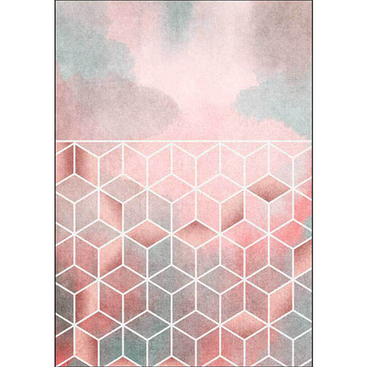 Pink Geometric Pattern Rug Pink Polyester Rug Machine Washable Non-Slip Area Rug for Bedroom Clearhalo 'Area Rug' 'Modern' 'Rugs' Rug' 1609635
