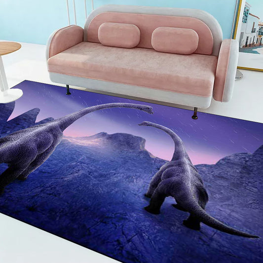 Contemporary Dinosaur Pattern Rug Purple Polyester Rug Machine Washable Non-Slip Area Rug for Bedroom Purple Clearhalo 'Area Rug' 'Modern' 'Rugs' Rug' 1609641
