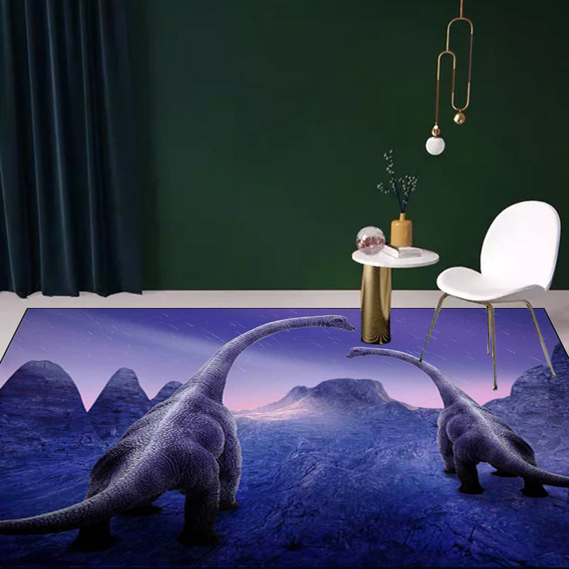 Contemporary Dinosaur Pattern Rug Purple Polyester Rug Machine Washable Non-Slip Area Rug for Bedroom Clearhalo 'Area Rug' 'Modern' 'Rugs' Rug' 1609642