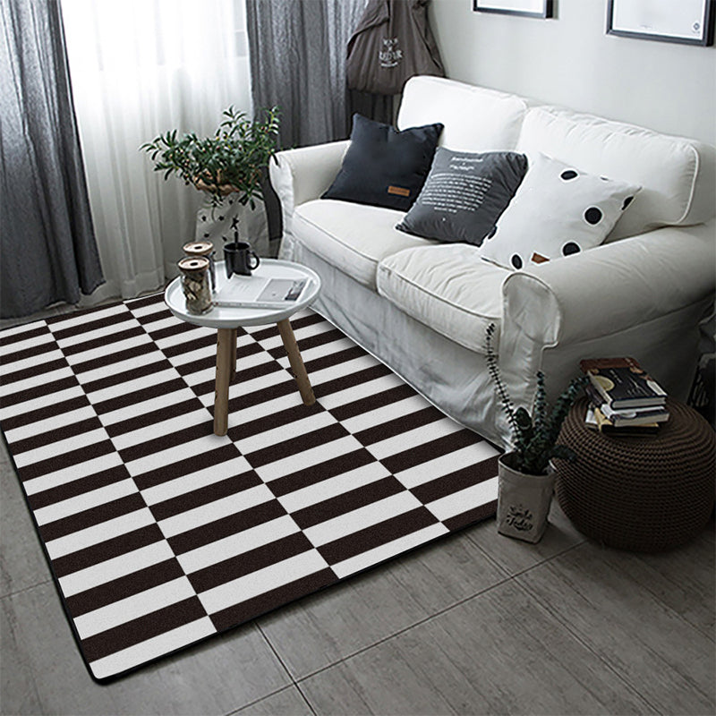 Contemporary Checked Pattern Rug Black and White Polyester Rug Machine Washable Non-Slip Area Rug for Bedroom Clearhalo 'Area Rug' 'Modern' 'Rugs' Rug' 1609650