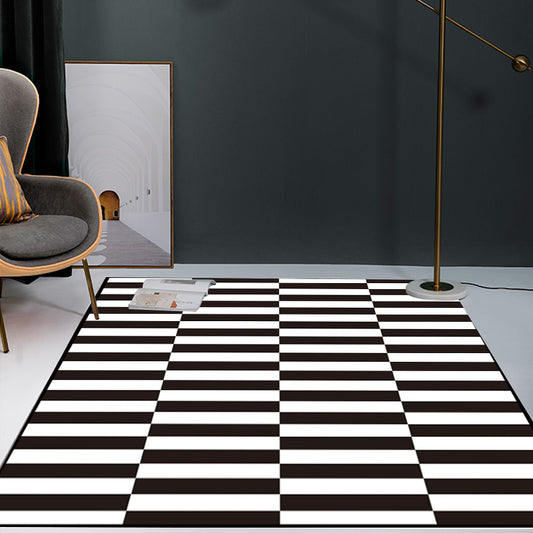 Contemporary Checked Pattern Rug Black and White Polyester Rug Machine Washable Non-Slip Area Rug for Bedroom Clearhalo 'Area Rug' 'Modern' 'Rugs' Rug' 1609651