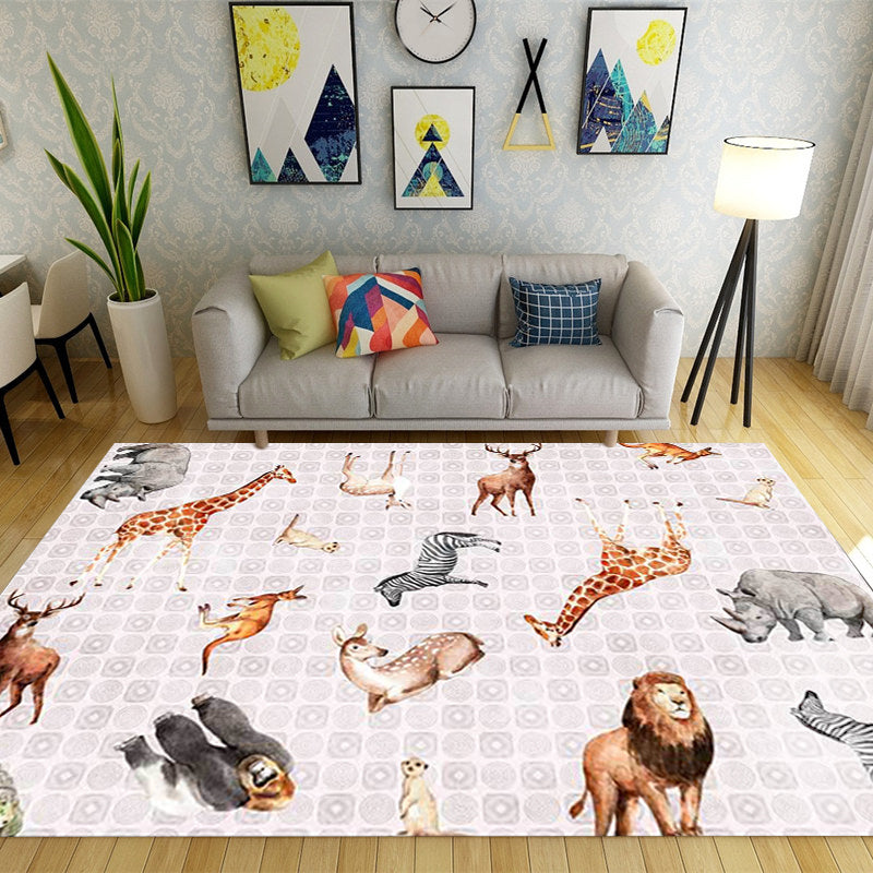 Contemporary Animals Pattern Rug Black and White Polyester Rug Machine Washable Non-Slip Area Rug for Bedroom Clearhalo 'Area Rug' 'Modern' 'Rugs' Rug' 1609677