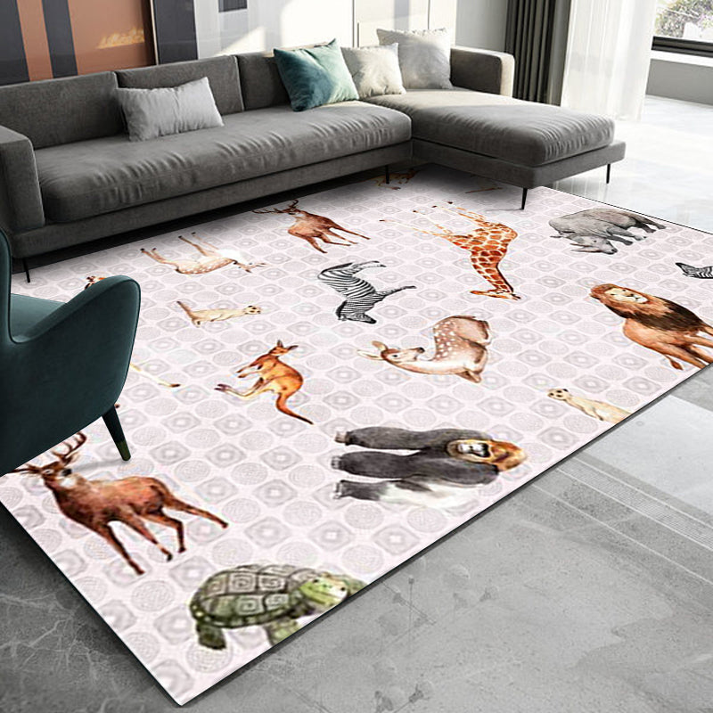 Contemporary Animals Pattern Rug Black and White Polyester Rug Machine Washable Non-Slip Area Rug for Bedroom Clearhalo 'Area Rug' 'Modern' 'Rugs' Rug' 1609678