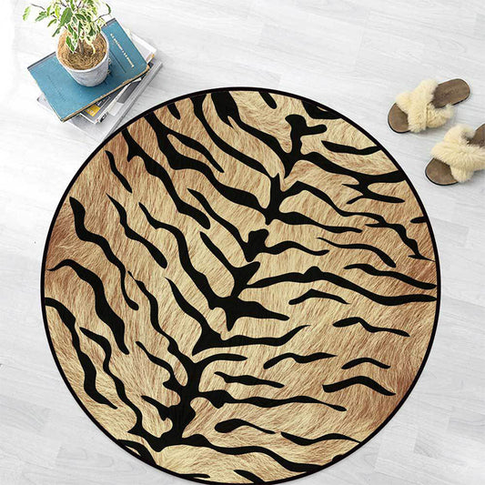 Unique Tiger Print Pattern Rug Brown Simple Rug Polyester Washable Anti-Slip Backing Area Rug for Living Room Brown Clearhalo 'Area Rug' 'Modern' 'Rugs' Rug' 1609685