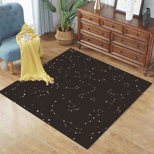 Modern Living Room Rug in Black Outer Space Star Print Rug Polyester Stain-Resistant Area Rug Clearhalo 'Area Rug' 'Modern' 'Rugs' Rug' 1609750