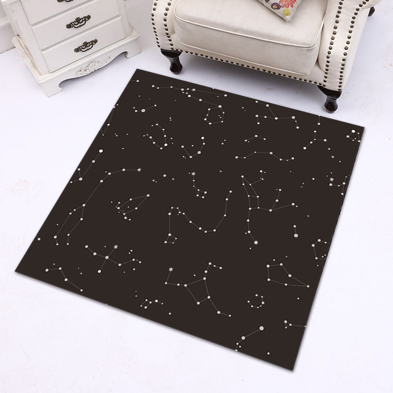 Modern Living Room Rug in Black Outer Space Star Print Rug Polyester Stain-Resistant Area Rug Clearhalo 'Area Rug' 'Modern' 'Rugs' Rug' 1609751