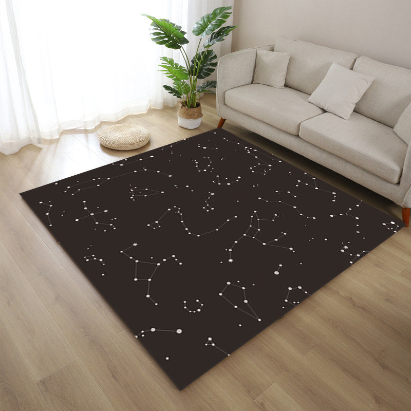 Modern Living Room Rug in Black Outer Space Star Print Rug Polyester Stain-Resistant Area Rug Clearhalo 'Area Rug' 'Modern' 'Rugs' Rug' 1609752