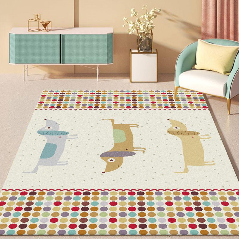 Yellow Child's Room Rug Kids Animal Dog Dots Pattern Area Rug Polyester Non-Slip Machine Washable Carpet Yellow Clearhalo 'Area Rug' 'Rug' 1609766