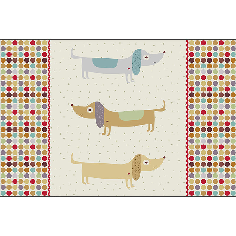 Yellow Child's Room Rug Kids Animal Dog Dots Pattern Area Rug Polyester Non-Slip Machine Washable Carpet Clearhalo 'Area Rug' 'Rug' 1609768