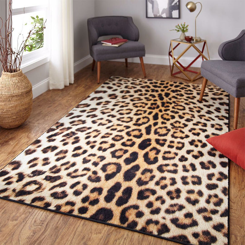 Brown Modern Rug Polyester Leopard Pattern Rug Washable Non-Slip Backing Carpet for Living Room Brown Clearhalo 'Area Rug' 'Modern' 'Rugs' Rug' 1609806