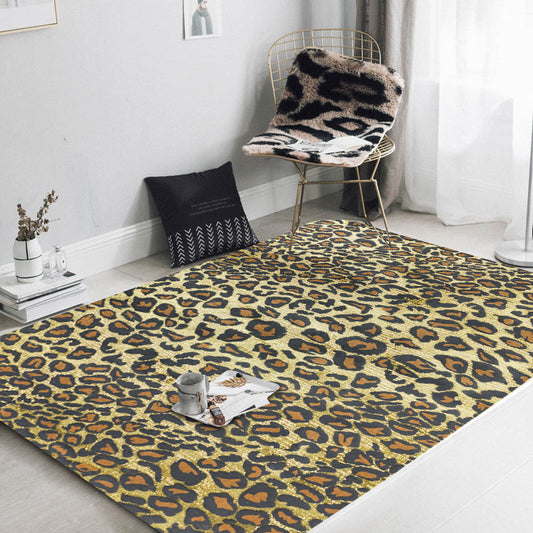 Funky Leopard Pattern Rug Yellow Novelty Rug Polyester Washable Anti-Slip Backing Area Rug for Living Room Yellow Clearhalo 'Area Rug' 'Modern' 'Rugs' Rug' 1609855