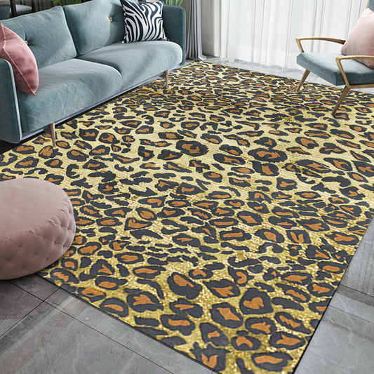 Funky Leopard Pattern Rug Yellow Novelty Rug Polyester Washable Anti-Slip Backing Area Rug for Living Room Clearhalo 'Area Rug' 'Modern' 'Rugs' Rug' 1609857