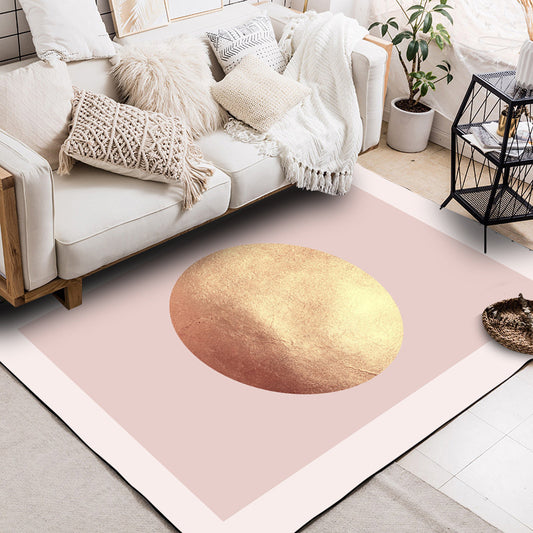 Pink and Gold Bedroom Rug Modern Outer Space Planet Pattern Area Rug Polyester Pet Friendly Carpet Pink Clearhalo 'Area Rug' 'Modern' 'Rugs' Rug' 1609880