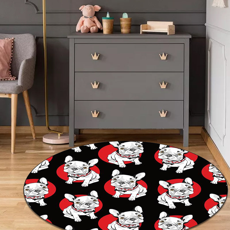 Black Child's Room Rug Kids Animal Dog Pattern Area Rug Polyester Non-Slip Backing Carpet Red Clearhalo 'Area Rug' 'Rug' 1609888